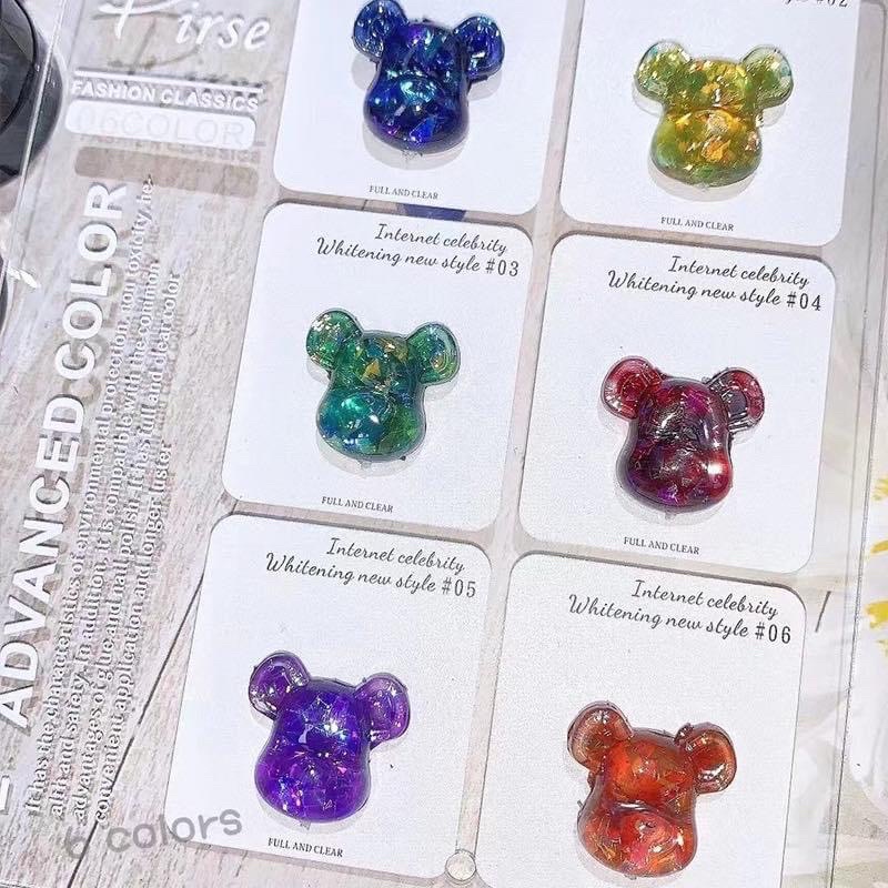 sơn gel nhũ hổ phách galaxy (set 6 màu tặng kèm bảng màu)