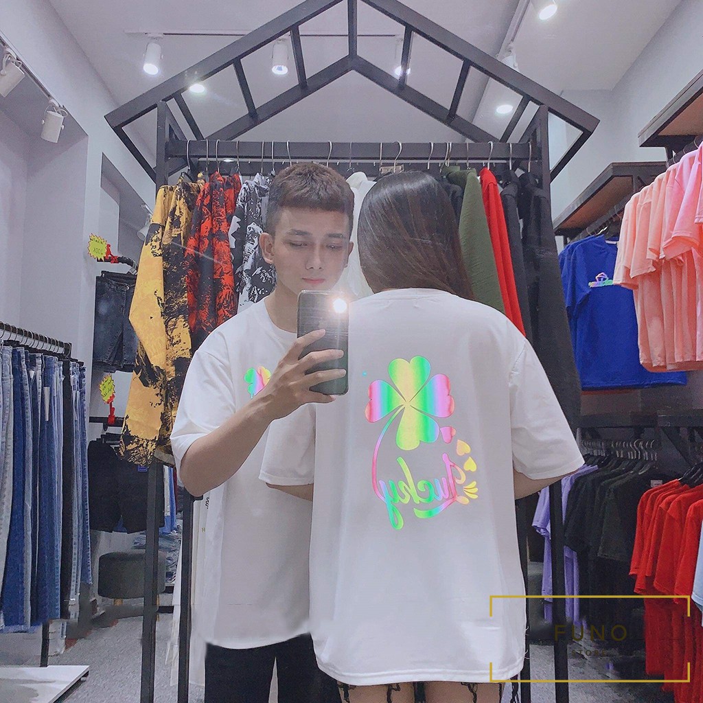 Áo Thun Phản Quang CỎ BỐN LÁ Áo Thun Form Rộng Tay Lỡ A004 Nam Nữ Phản Quang Mát , Mịn | BigBuy360 - bigbuy360.vn