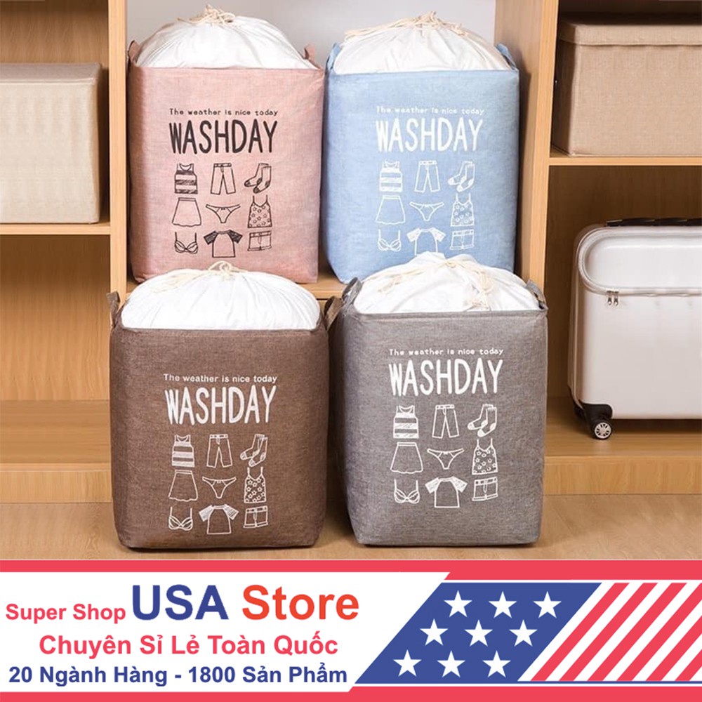 Giỏ Đựng Quần Áo Bằng Vải Cỡ Lớn, Túi Đựng Chăn Màn Đa Năng Washday Có Thể Gấp Gọn Vintage Xinh Xắn (Chọn Màu)
