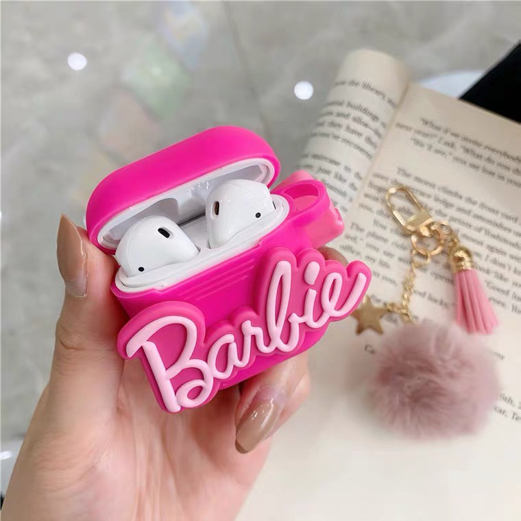Vỏ đựng hộp sạc tai nghe Bluetooth bằng silicon họa tiết búp bê Barbie cho Airpods 1/2 Pro