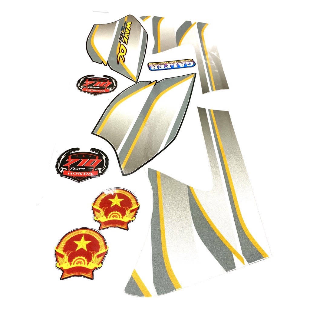 Tem Rời Wave A Màu Xám Trắng 50cc-100cc-110 ( 2006-2021 )Tem 3 Lớp