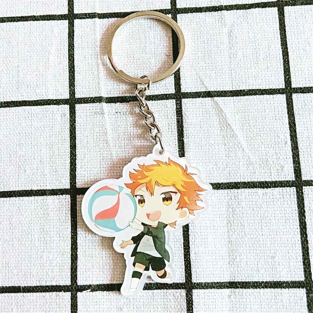 Anime Cartoon Volleyball Teenager Acrylic Keychain Chain Transparent Double Side Bag Pendant for Kids Gift