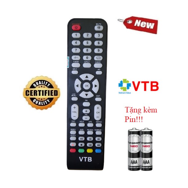 Điều khiển tivi VTB- Hàng mới chính hãng 100% Tặng kèm Pin