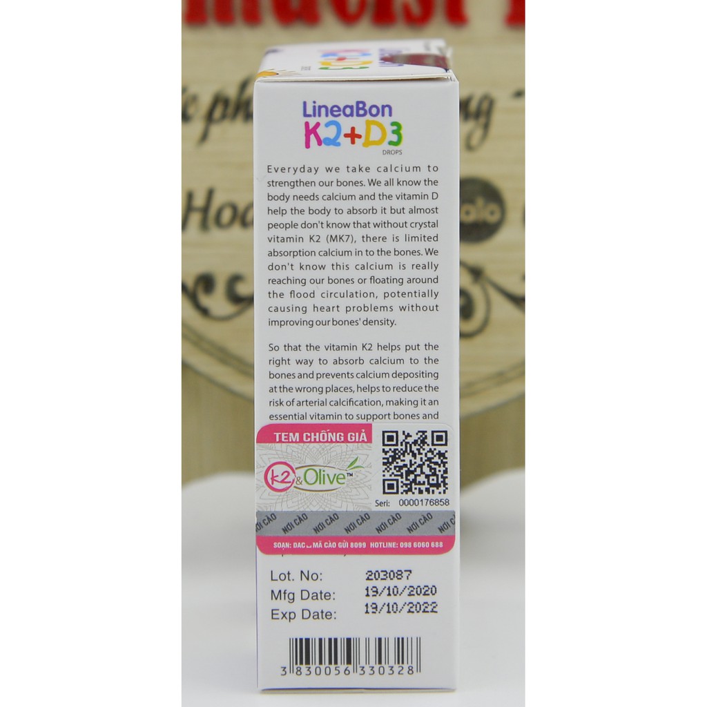 [Chính Hãng] [Nhập khẩu Châu Âu] LineaBon D3K2(MK7) - Bổ sung vitamin K2, D3. Tăng cường hấp thu canxi, tăng chiều cao