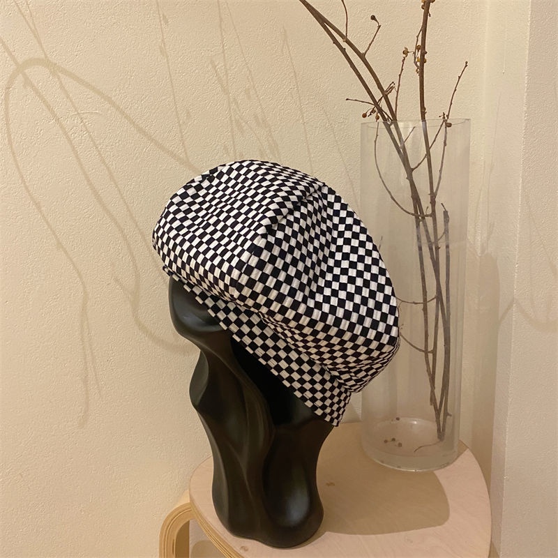 Mũ Beret Họa Tiết Sọc Caro Cao Cấp Thời Trang Dành Cho Nữ