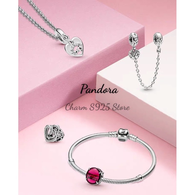 charm pan khoá chặn treo cây lá bạc s925