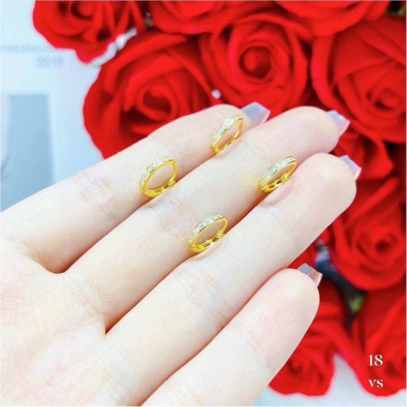 Bông tai bấm đính đá gold 10kaaaa