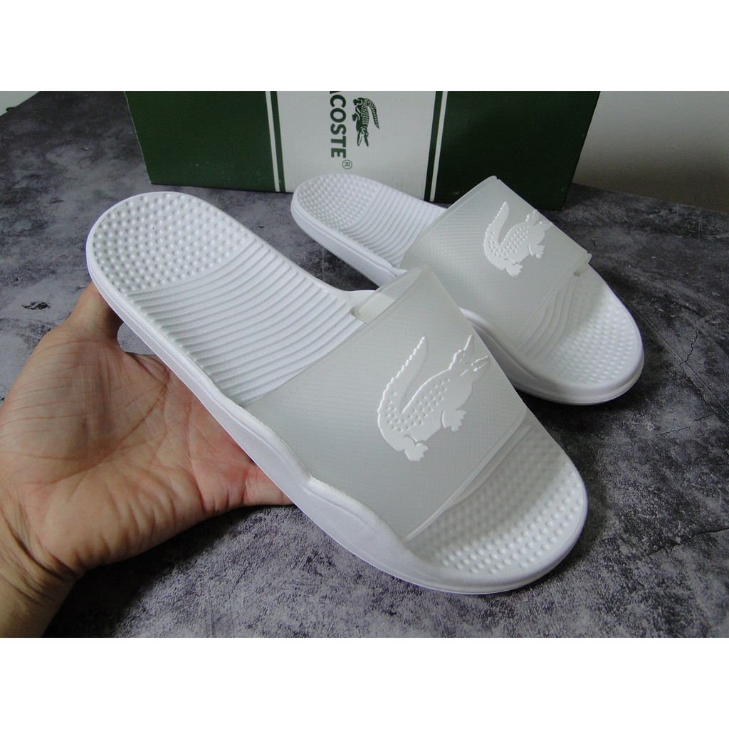 Dép Lacoste KZ xuất dư màu trắng - Rẻ vô địch - Đổi size 7 ngày