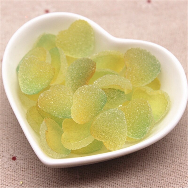 10Pcs/set Gradient Color Cute Simulation Resin Love Heart Candy Flatbacks Cabochon for Phone Case DIY