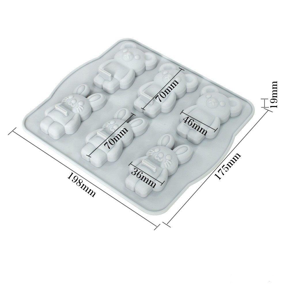 Khuôn Silicone Làm Bánh Mousse Hình Thỏ Phục Sinh / Gấu 3D 6 Ngăn DIY