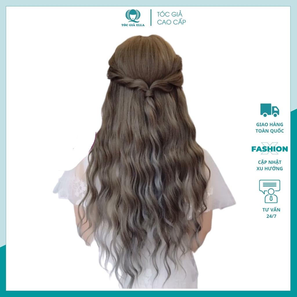Tóc giả nữ cả đầu ❤️FREESHIP❤️ Tóc giả nguyên đầu xoăn trục omber xám - không thắt rit
