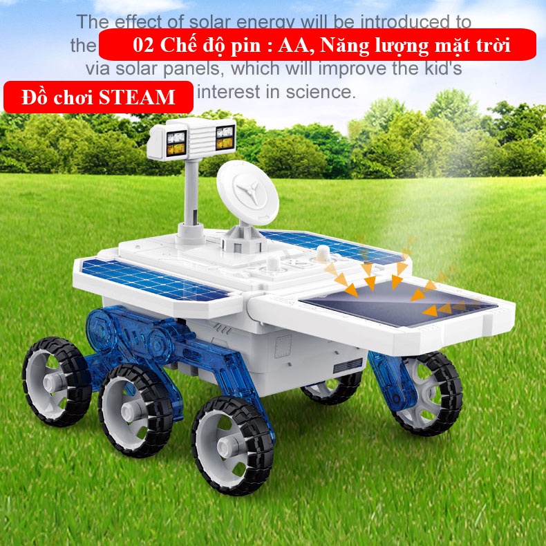 Đồ chơi giáo dục Mô hình mẫu xe chạy bằng năng lượng mặt trời DIY Solar Mars Exploration Car Steam Hanhphucmart.com