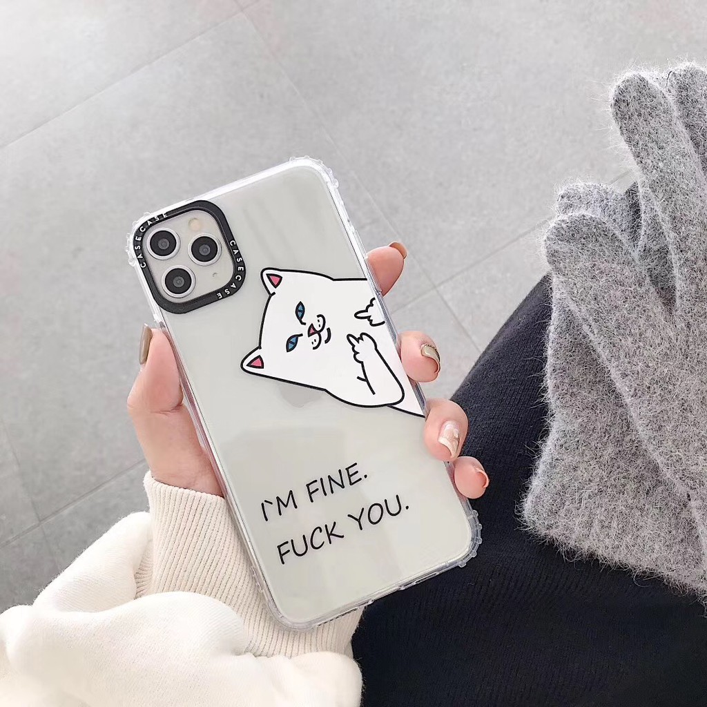 Ốp điện thoại TPU dẻo hình hoạt hình chú mèo nền trong suốt dễ thương cho IPHONE11 11PRO 11PROMAX 7PLUS 8PLUS | BigBuy360 - bigbuy360.vn