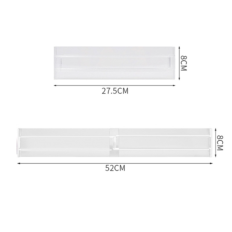 Thanh Chia Ngăn Tủ Kéo Bằng Nhựa Trong Suốt Có Thể Điều Chỉnh Độ Dài Tiện Dụng 52x8cm