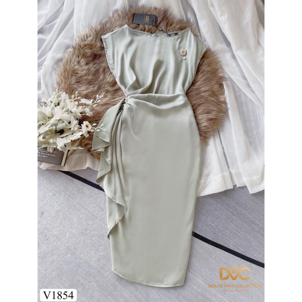 Váy xanh nhún eo ngọc V1854 - Đẹp Shop DVC (Kèm ảnh thật trải sàn do shop tự chụp) 👗