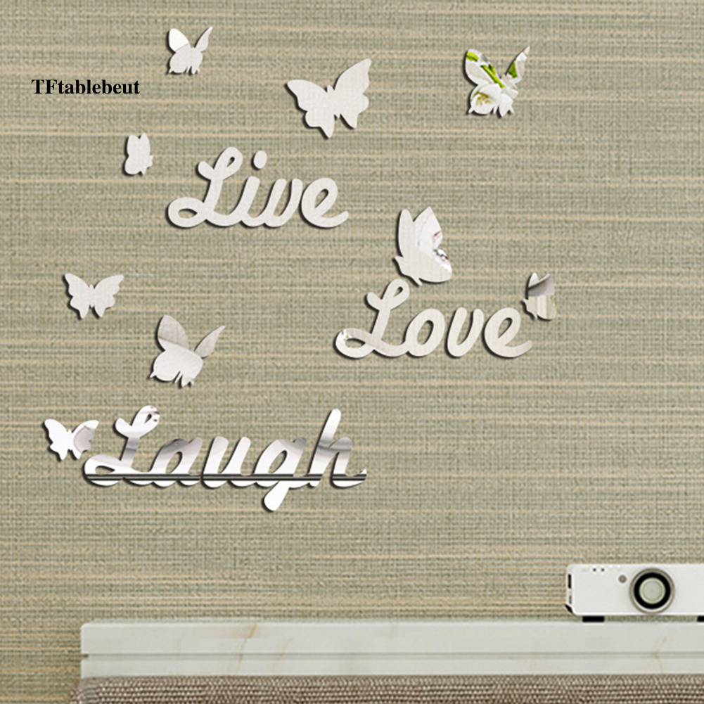 decal dán tường Họa Tiết Chữ Tf Live Love Laugh 3d Hiệu Ứng Gương Dùng Trong Trang Trí Nhà