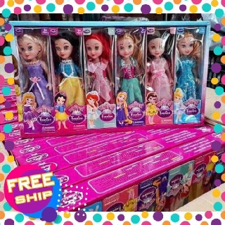 [XẢ KHO]  Bộ 6 búp bê công chúa Disney 25cm - set 6 búp bê hoạt hình cho bé