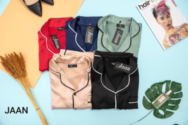 Bộ Ngủ Pizama Lụa Quần Ngắn Trơn Màu | BigBuy360 - bigbuy360.vn