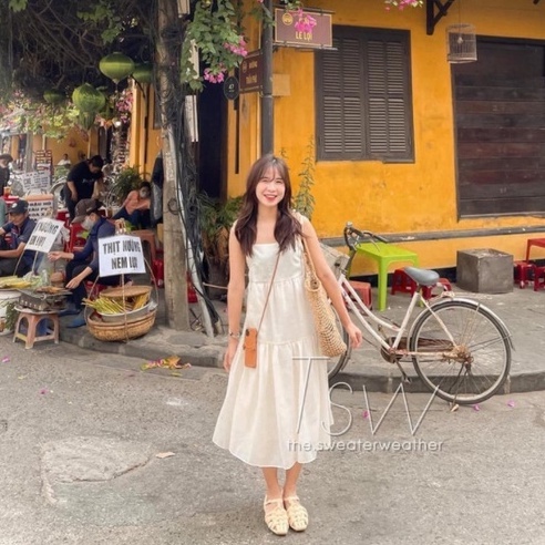 Váy maxi hai dây suông sắc màu Freesize Okella V001 ( Có ảnh Shop chụp)