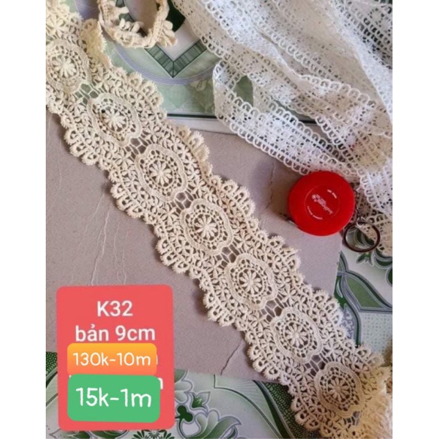 Ren viền chất cotton bản to trang trí váy áo, đồ handmade...