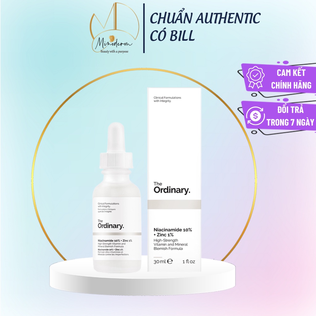 Tinh chất The Ordinary Niacinamide 10% + Zinc 1% serum giảm mụn, mờ thâm bản Canada