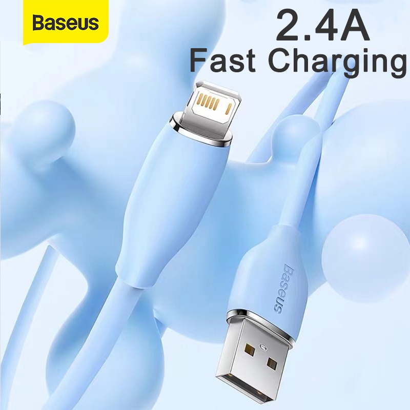 Dây cáp sạc nhanh Baseus 2.4A bằng silicon thích hợp cho Iphone 2.4