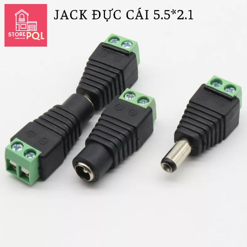 Jack nối Nguồn DC 5.5x2.1mm Đực / Cái - Cổng Domino 2P - Hàng loại Tốt