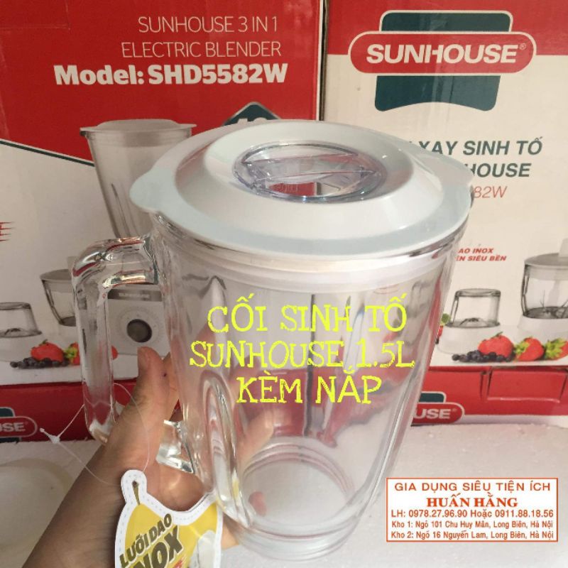(LINH KIỆN CHÍNH HÃNG) LY THỦY TINH, CỐI THỦY TINH MÁY XAY SINH TỐ SUNHOUSE SHD5582W SHD5582 SHD5580 SH558...