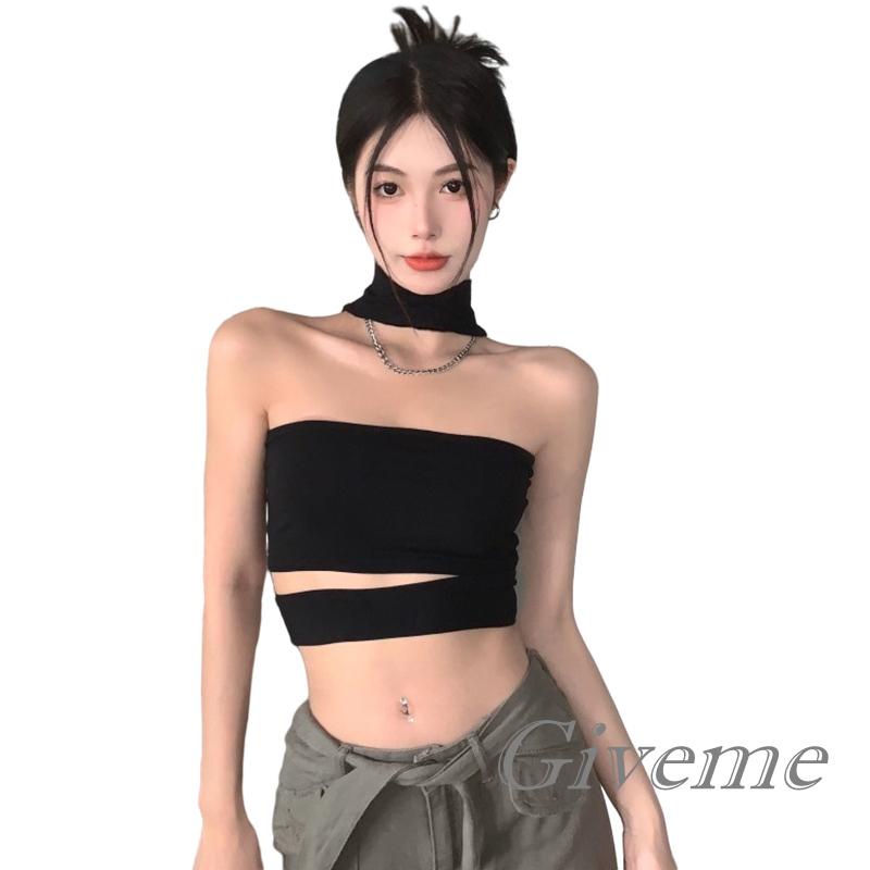 Áo Croptop Không Tay Hở Lưng Màu Trơn Thời Trang Mùa Hè Cho Nữ