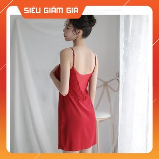 [CAO CẤP] - Đầm ngủ lụa phối ren cao cấp L205 / không mút