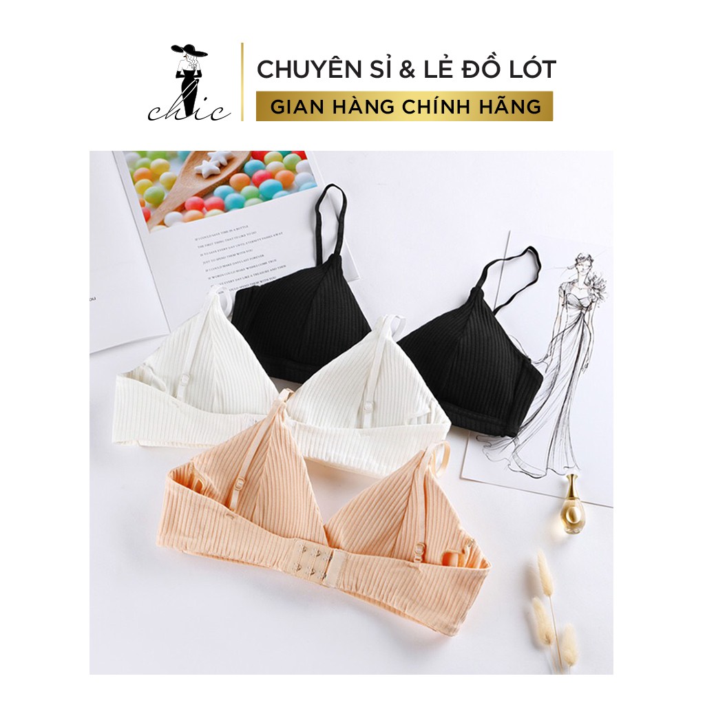 Áo Ngực CBTBRA07 Áo Bra CHIC Chất Thun Cotton Gân Không Gọng Cài Sau Hot Hit Hàng Chất Bao Đẹp (Freesize 45-65kg)