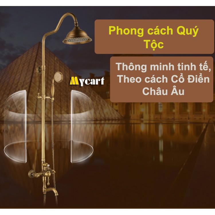 Bộ Sen cây Tắm Đứng cổ điển Đồng Nguyên Chất - Quý Tộc CHÂU ÂU