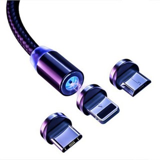 Bộ củ Và Dây Cáp sạc nam châm 360 độ 3 đầu iPhone, Android, Type C