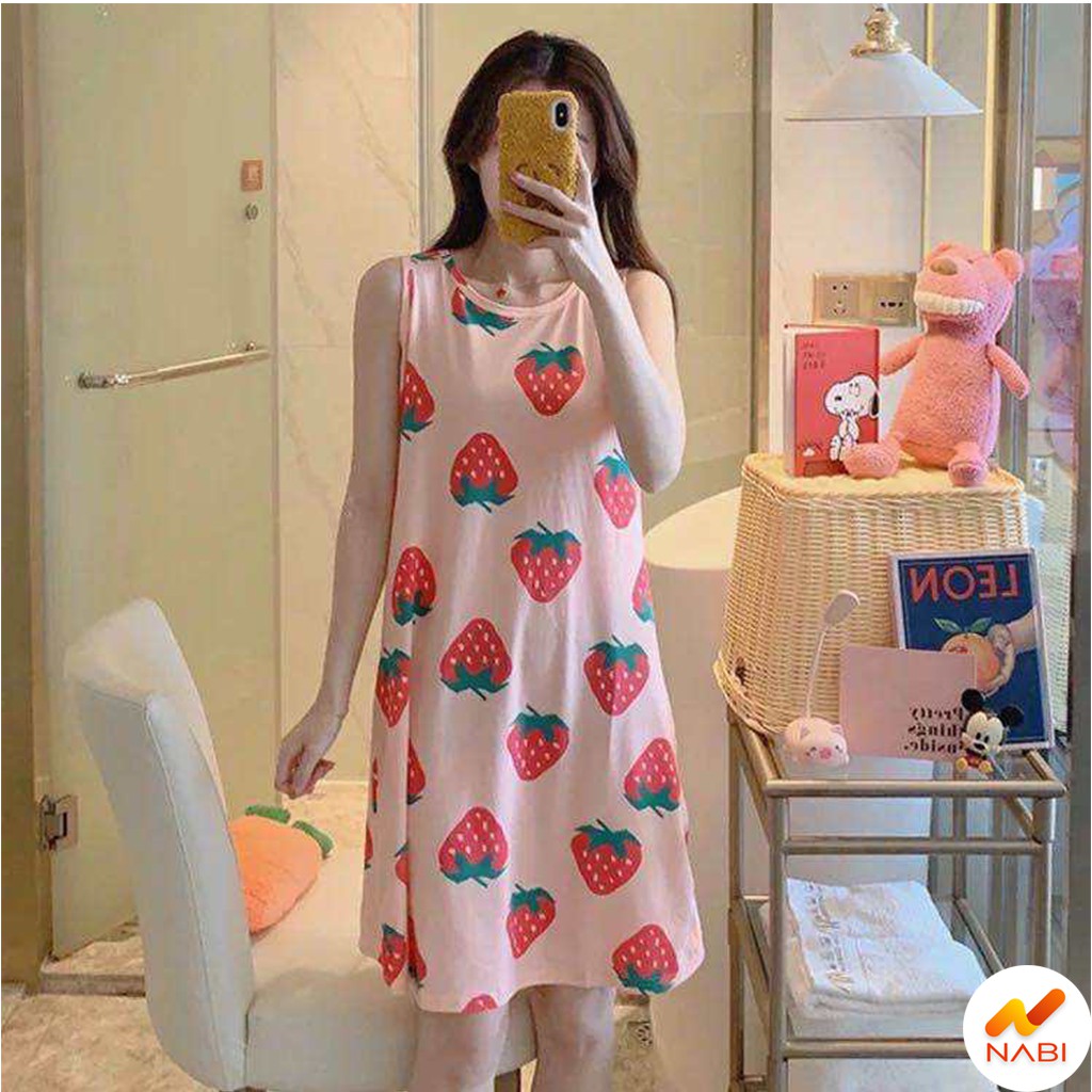 (Bán Sỉ) Váy Ngủ 🌹FREESHIP🌹 Váy Ngủ Dáng Dài Sát Nách Cotton Mềm Mịn Họa Tiết Dễ Thương Siêu Rẻ Siêu Đẹp AN07