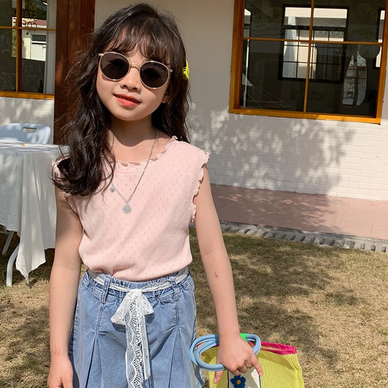 Áo Sơ Mi Không Tay Màu Trơn Thời Trang Mùa Hè Hàn Quốc Dành Cho Bé Gái Se7en