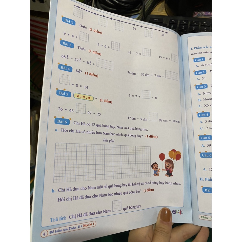 Sách - Đề kiểm tra toán 2 học kì 1