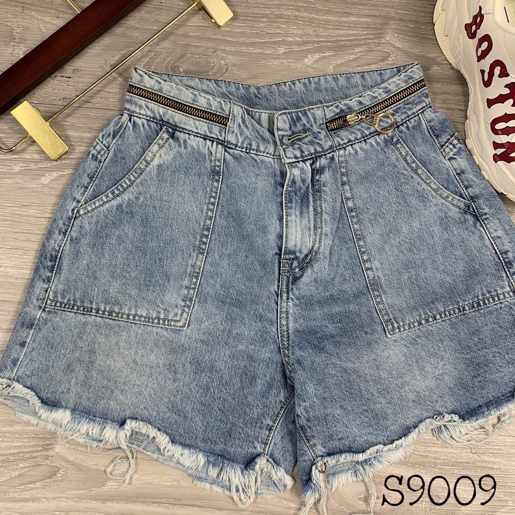 Quần Short Jean Gấu Tua Rua Mix Cạp Dây Kéo Siêu Xịn S9009