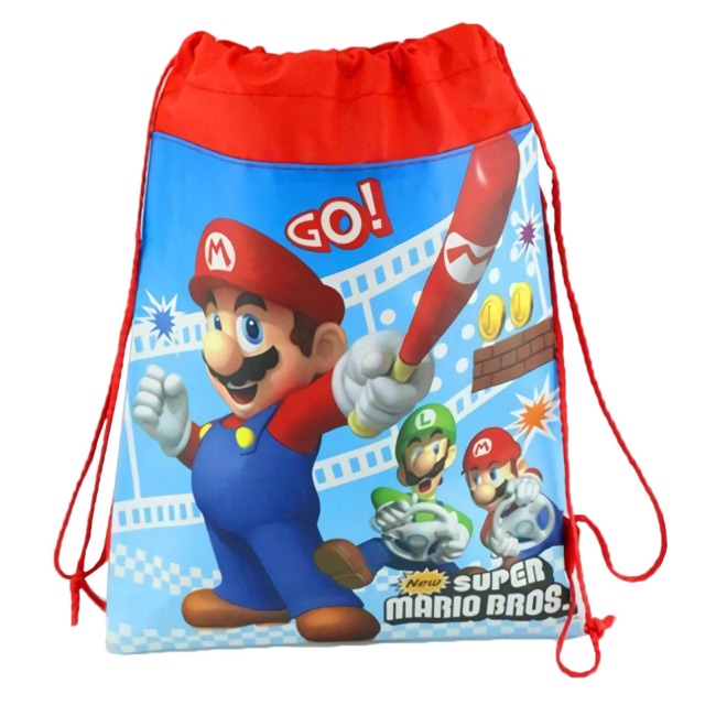 Ba Lô Dây Rút Bằng Vải Không Dệt Hình Super Mario