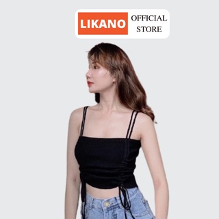 Áo hai dây croptop dây rút 7 màu chất vải xịn LIKANO CRT73