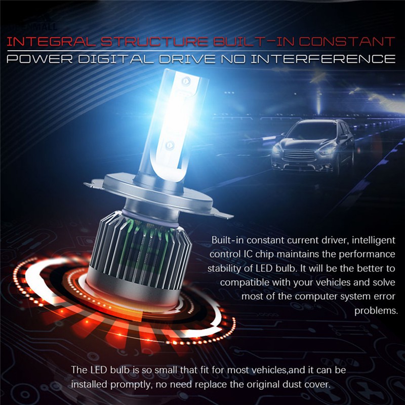 Set 2 đèn LED 6000K ánh sáng trắng H1/H7/9005-HB3/9006-HB4/H9H10H11/9012/H4-H / L