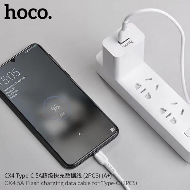 Cáp sạc nhanh Hoco CX4 USB to Type-C sạc nhanh 5A, có hỗ trợ sạc VOOC, chiều dài 100cm