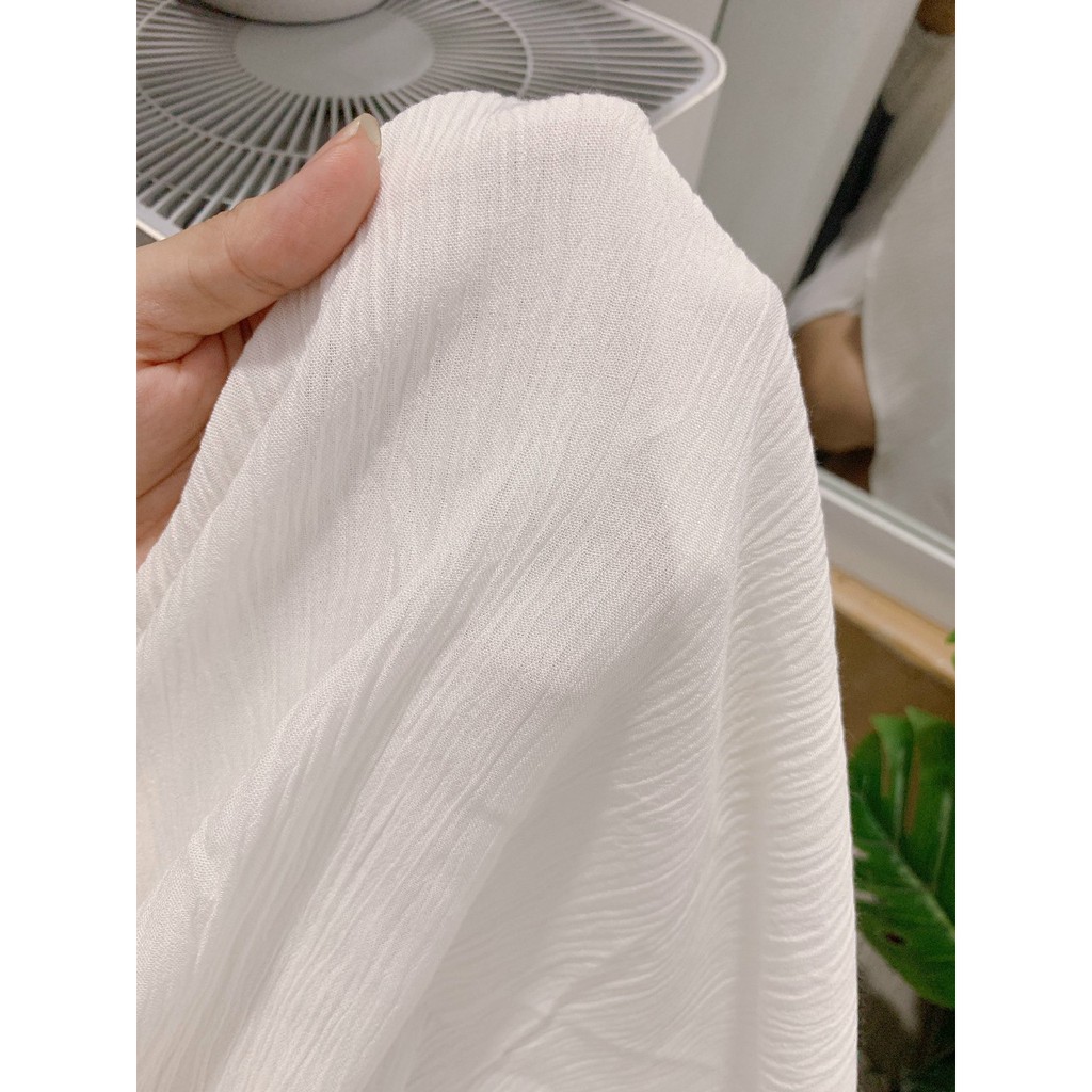 Đầm trắng tiểu thư đài cát tay dài phồng xinh xỉu dáng xòe - Freesize - BomBom shop