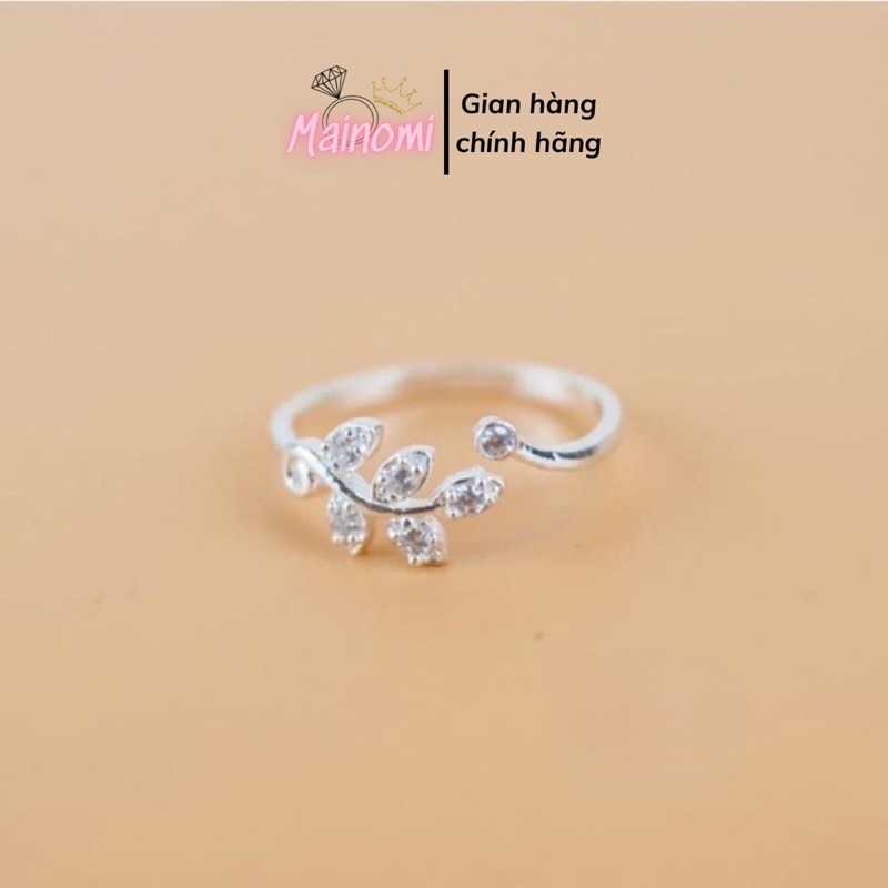 Nhẫn chiếc lá bạc ta siêu dễ thương, freesize nhẹ nhàng tinh tế Mainomi Shop Bạc Xinh