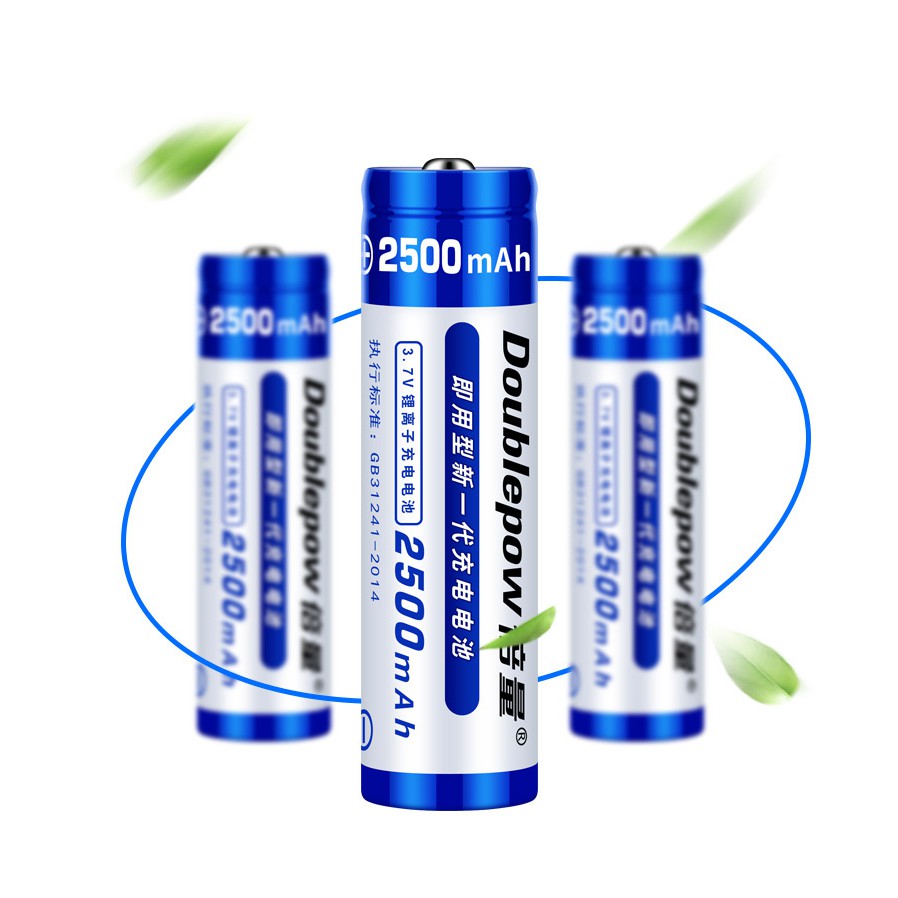 Bộ 2 Pin 18650 3000mAh 3.7V Doulepow  dành sạc dự phòng, đèn pin, đồ chơi, máy khoan