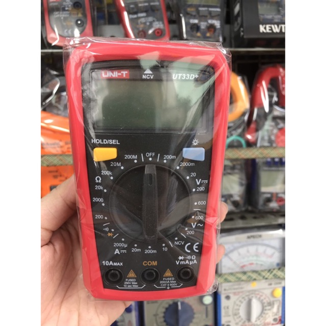 UNI-T UT33D Đồng hồ vạn năng kỹ thuật số (AC DC) (DC-10A) / 200MΩ Đo điện trở, điện áp và dòng điện"
