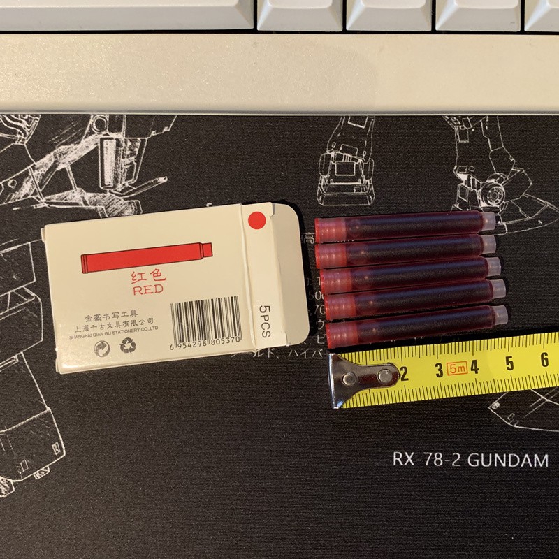 Set 5 ống mực bút máy màu xanh dương/đỏ/đen 2.6mm a6294