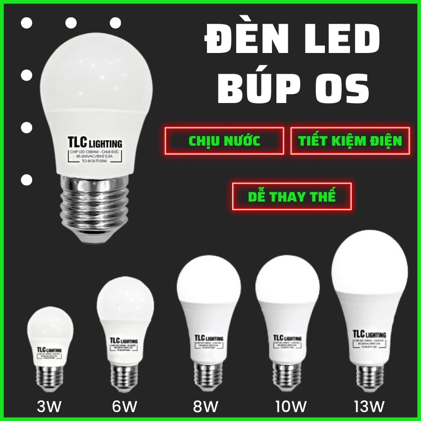 Đèn trang trí bàn làm việc, Đèn trang trí bàn học, Đèn thả trần - Đèn LED Búp OS TLC 3W, 6W, 8W, 10W, 13W , Tuổi Thọ Cao