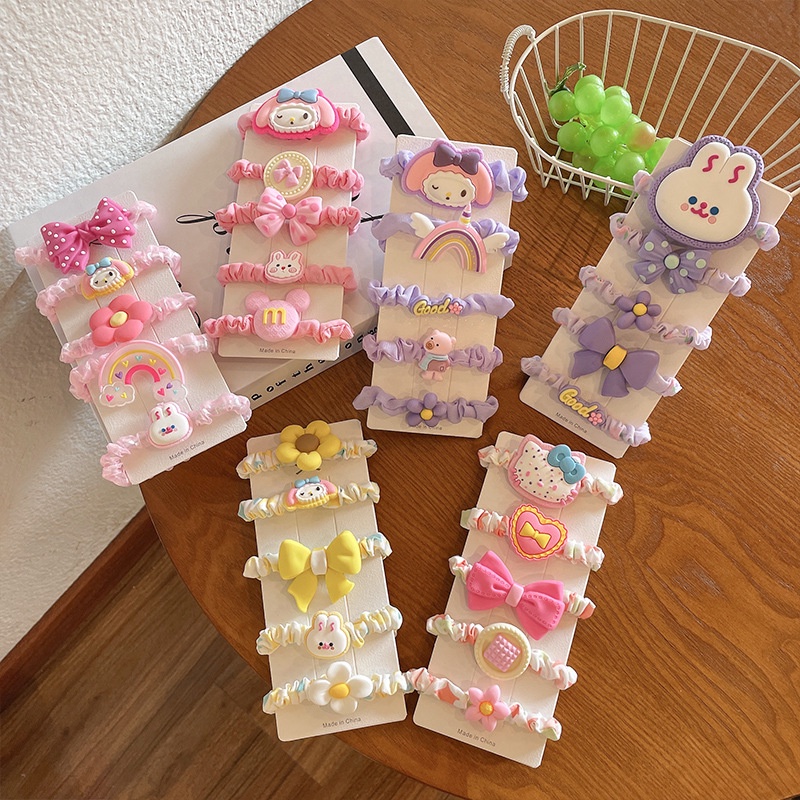 Bộ 5 Dây Buộc Tóc Cao Su Kiểu Hàn Quốc Dễ Thương Cho Bé|Dây Cột Tóc Cỡ Lớn Thiết Kế Dễ Thương Cho Nữ|Dây Buộc Tóc Đàn Hồi Tốt Không Đau Cho Bé