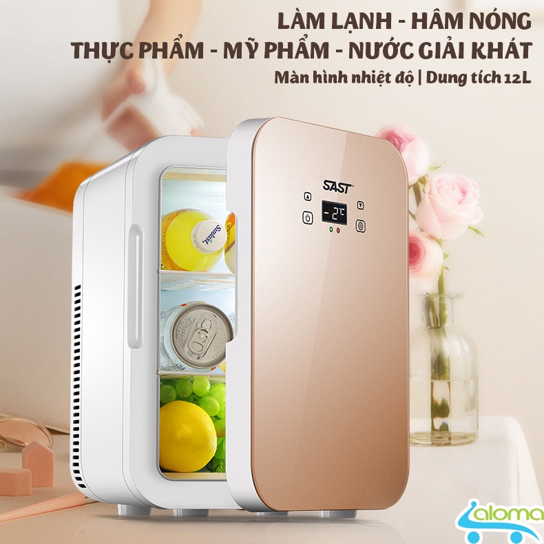 (Bảo Hành 12 Tháng)Tủ lạnh mini 12L hiển thị nhiệt độ SAST ST-12L Tủ hâm nóng làm lạnh Tủ đựng mỹ phẩm