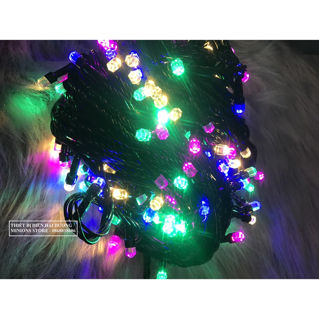 Bộ Dây đèn Led trang trí Bóng Kim Cương dài 50 mét 200 bóng - 20 mét 100 bóng - 8 chế độ nháy - bảo hành 1 năm